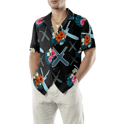 Chef Hawaiian Shirt, Chef Knives Tropical Aloha Shirt For Men - Gift For Chef, Husband, Boyfriend, Family, Friends - Amzanimalsgift