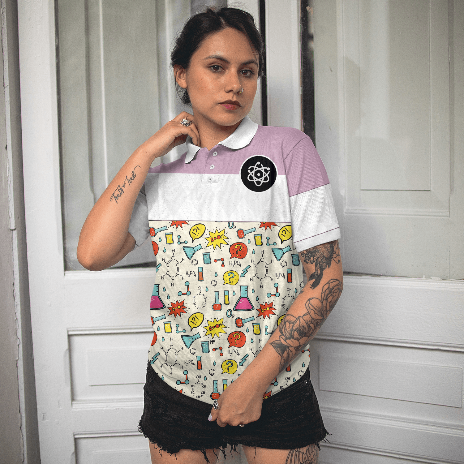 Chemistry Teacher Women Polo Shirt, Like A Normal Teacher But Cooler, Symbol Chemistry Pink Women Polo Shirts, Gift For Chemistry Lover, Teacher's Day - Amzanimalsgift