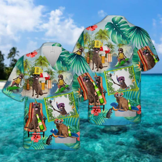 Chesapeake Bay Retriever Hawaiian Shirt, Dog Surfing Aloha Shirt For Men - Perfect Gift For Chesapeake Bay Retriever Lovers, Friend, Family - Amzanimalsgift