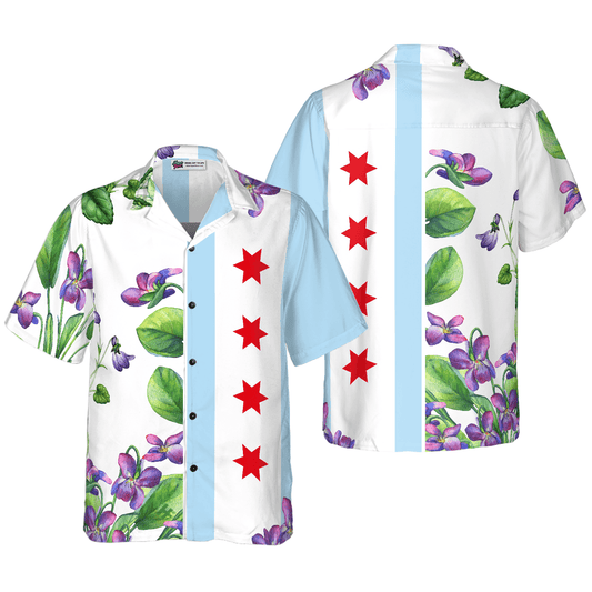 Chicago Flag Viola Sororia Hawaiian Shirt, Colorful Summer Aloha Shirts For Men Women, Perfect Gift For Husband, Wife, Boyfriend - Amzanimalsgift
