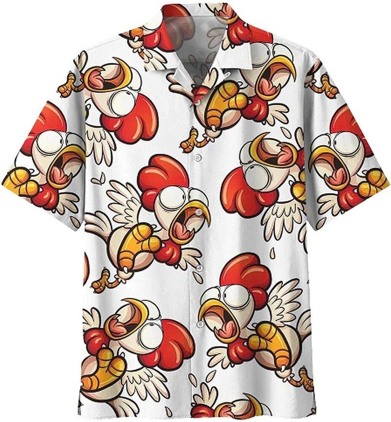 Chicken Aloha Hawaiian Shirt - Chicken Cartoon Rooster Angry Hawaiian Shirt, Farm Poultry Hawaiian Shirt For Men & Women, Rooster Lover - Amzanimalsgift