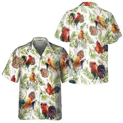 Chicken Hawaiian Shirt, Chicken With Christmas Plants Hawaiian Shirt For Men - Perfect Gift For Men, Husband, Boyfriend, Friend, Family - Amzanimalsgift