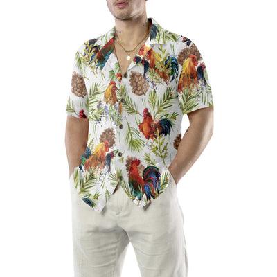 Chicken Hawaiian Shirt, Chicken With Christmas Plants Hawaiian Shirt For Men - Perfect Gift For Men, Husband, Boyfriend, Friend, Family - Amzanimalsgift