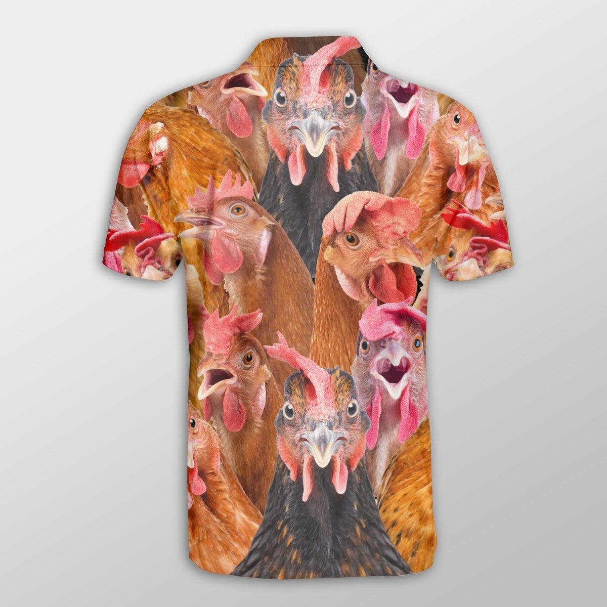 Chicken Men Polo Shirts - Chicken Herd Pattern Button Shirts For Men - Perfect Gift For Chicken Lovers, Animal Lovers - Amzanimalsgift