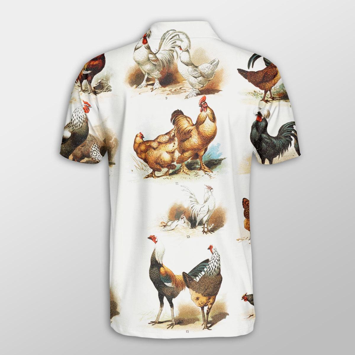 Chicken Men Polo Shirts - Chicken Pattern Button Shirts For Men - Perfect Gift For Chicken Lovers, Animal Lovers - Amzanimalsgift