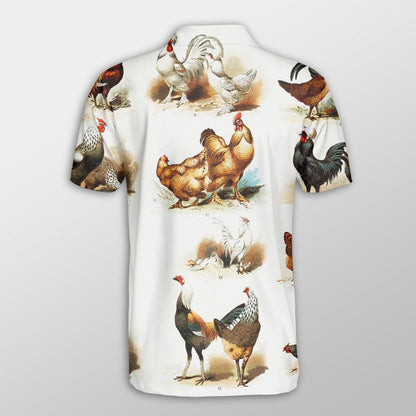 Chicken Men Polo Shirts - Chicken Pattern Button Shirts For Men - Perfect Gift For Chicken Lovers, Animal Lovers - Amzanimalsgift