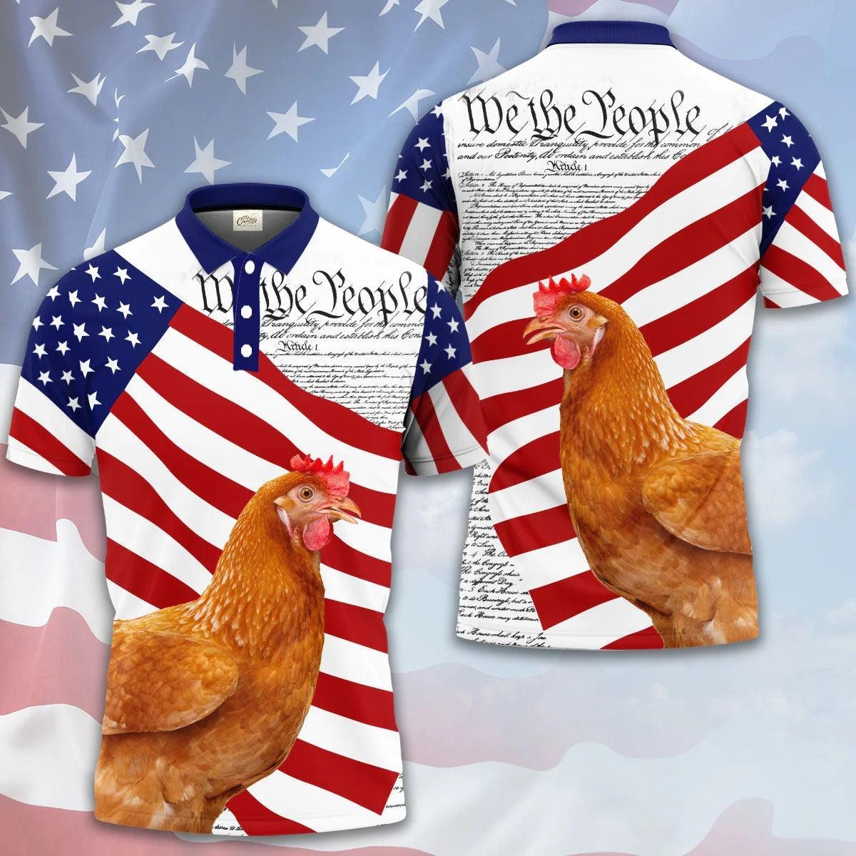 Chicken Men Polo Shirts - Chicken States Of America Polo Shirts For Men - Perfect Gift For Chicken Lovers, Animal Lovers - Amzanimalsgift