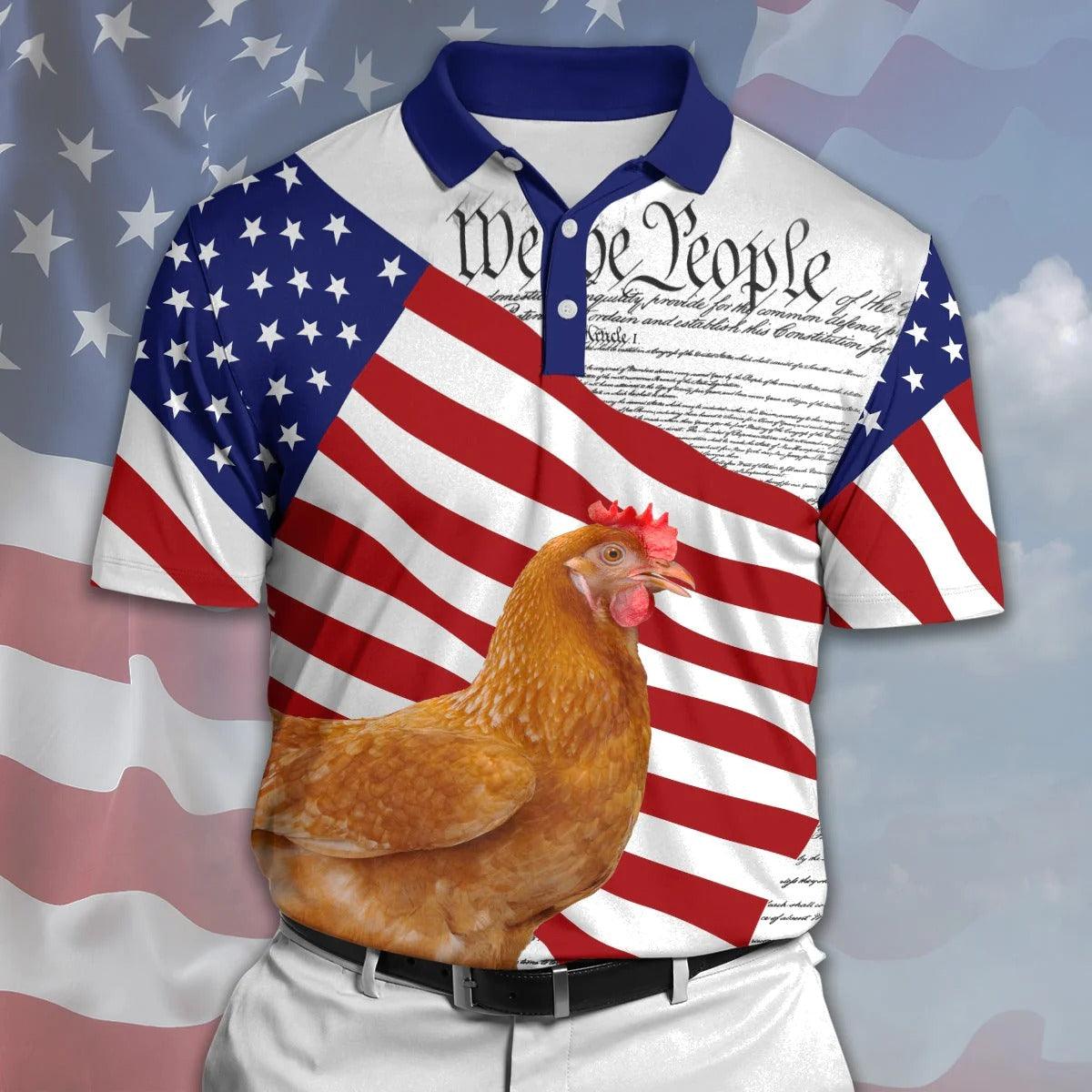 Chicken Men Polo Shirts - Chicken States Of America Polo Shirts For Men - Perfect Gift For Chicken Lovers, Animal Lovers - Amzanimalsgift