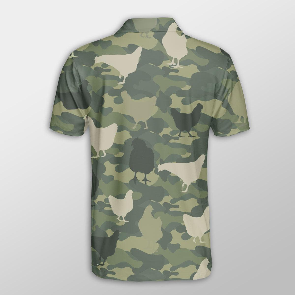 Chicken Men Polo Shirts For Summer - Chicken Camo Pattern Button Shirts For Men - Perfect Gift For Chicken Lovers, Animal Lovers - Amzanimalsgift