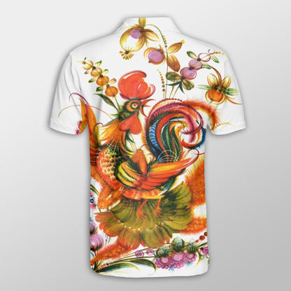 Chicken Men Polo Shirts For Summer - Chicken Painting Pattern Button Shirts For Men - Perfect Gift For Chicken Lovers, Animal Lovers - Amzanimalsgift
