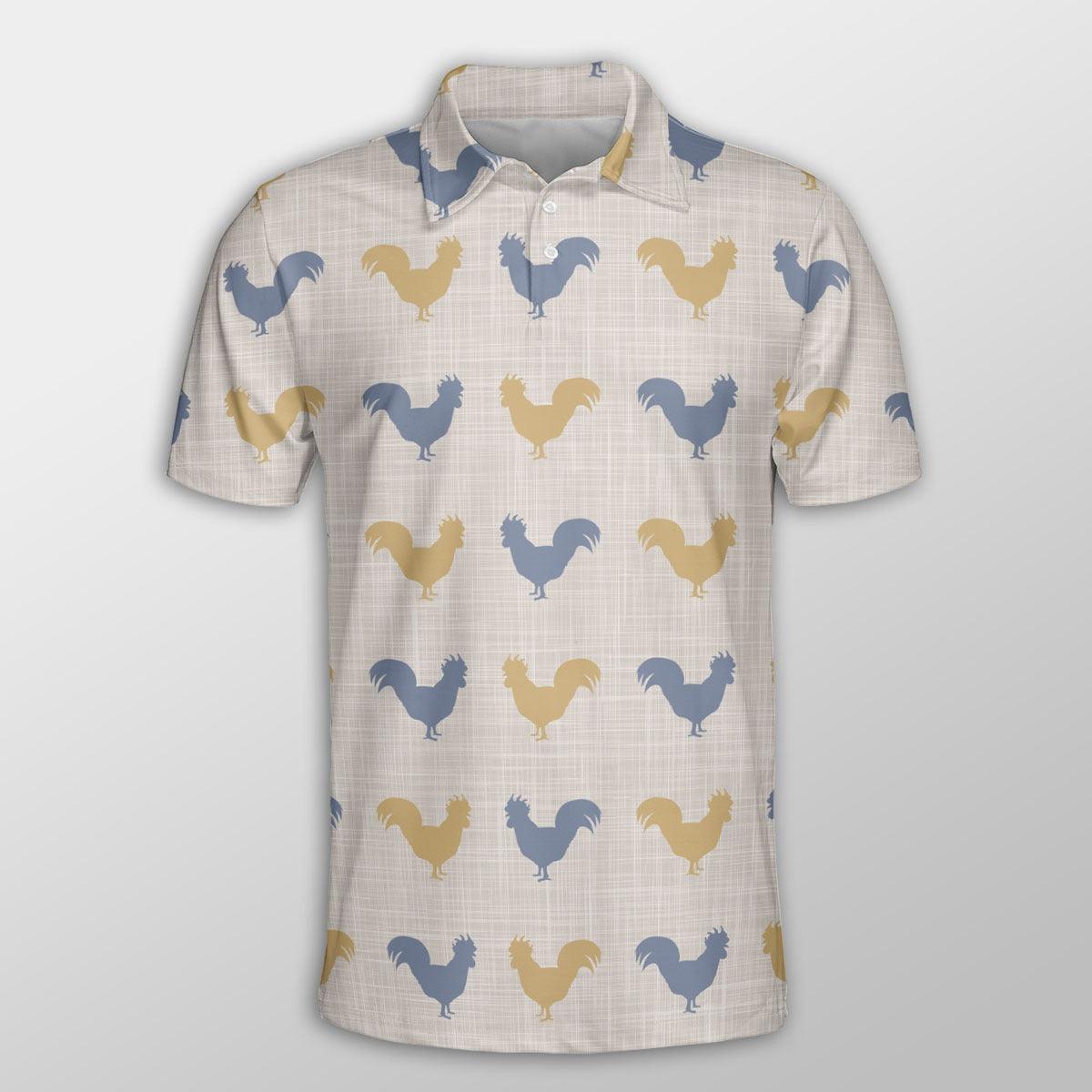 Chicken Men Polo Shirts For Summer - Chicken Silhouette Pattern Button Shirts For Men - Perfect Gift For Chicken Lovers, Animal Lovers - Amzanimalsgift