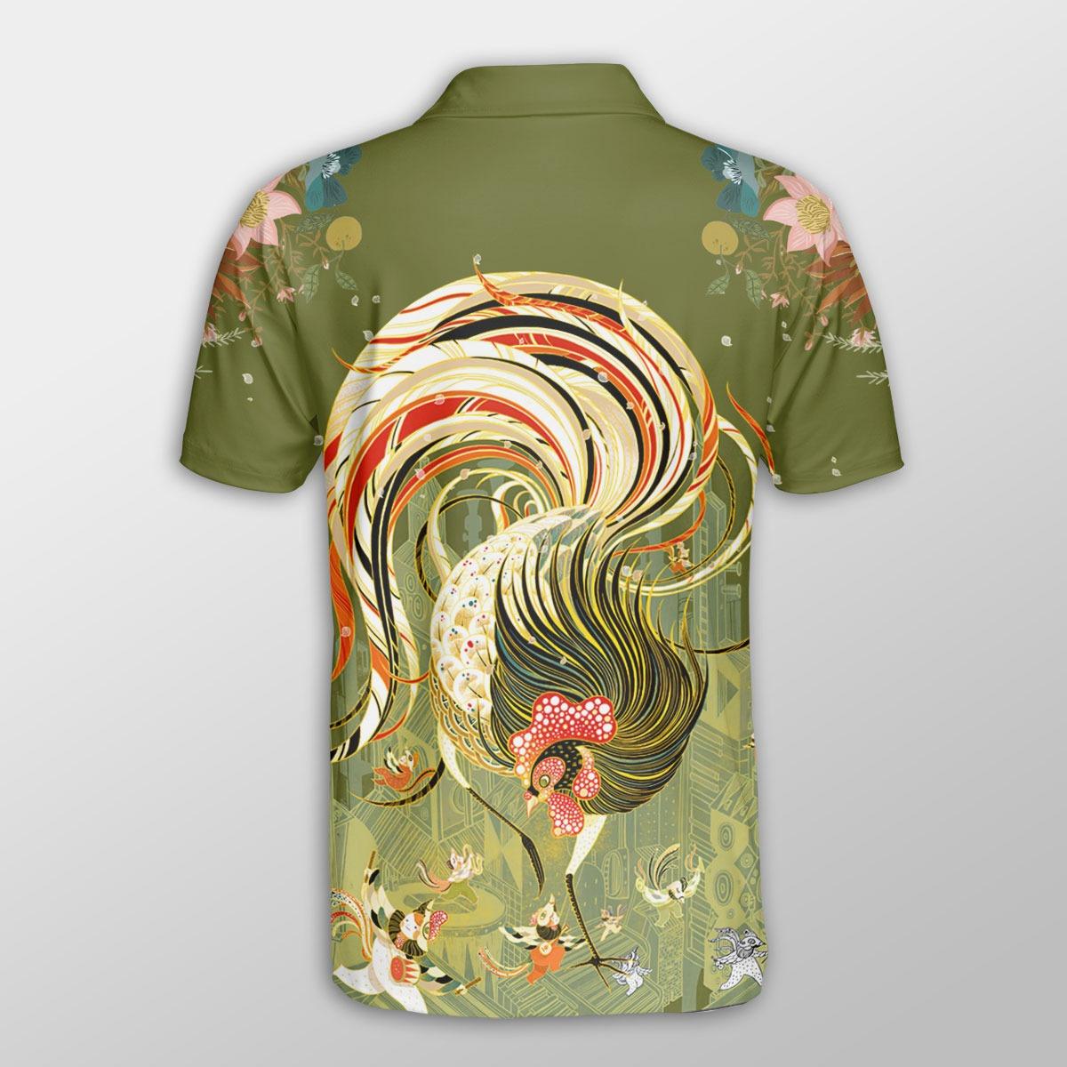 Chicken Men Polo Shirts For Summer - Chicken Watercolor Flower Pattern Button Shirts For Men - Perfect Gift For Chicken Lovers, Animal Lovers - Amzanimalsgift