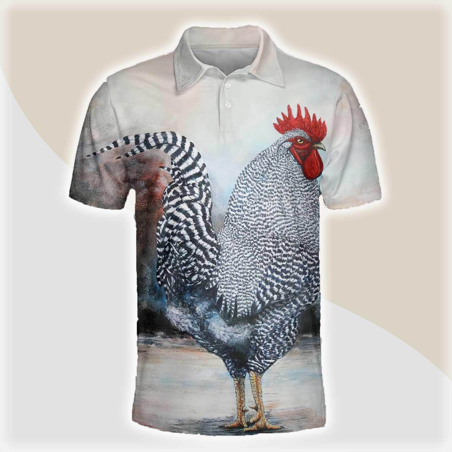 Chicken Men Polo Shirts For Summer - Cock Chicken Pattern Button Shirts For Men - Perfect Gift For Chicken Lovers, Animal Lovers - Amzanimalsgift