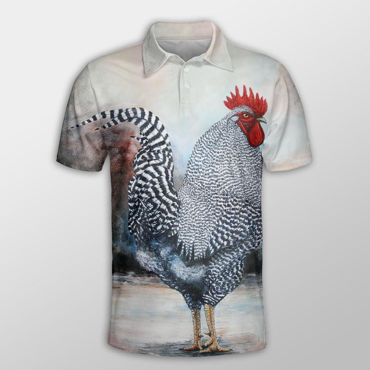 Chicken Men Polo Shirts For Summer - Cock Chicken Pattern Button Shirts For Men - Perfect Gift For Chicken Lovers, Animal Lovers - Amzanimalsgift