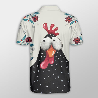 Chicken Men Polo Shirts For Summer - Cute Chicken Flower Pattern Button Shirts For Men - Perfect Gift For Chicken Lovers, Animal Lovers - Amzanimalsgift