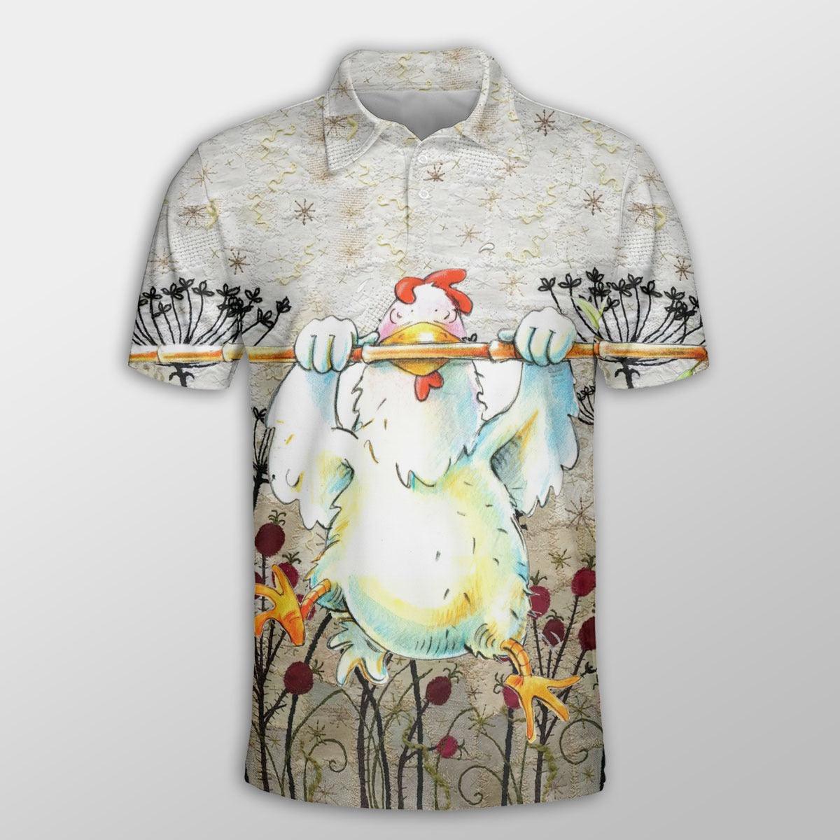Chicken Men Polo Shirts For Summer - Funny Rooster Pattern Button Shirts For Men - Perfect Gift For Chicken Lovers, Animal Lovers - Amzanimalsgift
