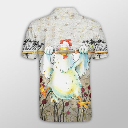 Chicken Men Polo Shirts For Summer - Funny Rooster Pattern Button Shirts For Men - Perfect Gift For Chicken Lovers, Animal Lovers - Amzanimalsgift