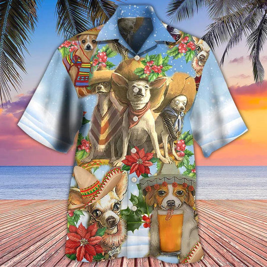 Chihuahua Aloha Hawaii Shirt - Chihuahua Loves Snow Merry Christmas Hawaiian Shirt For Summer - Perfect Gift For Dog Lovers, Friend, Family - Amzanimalsgift