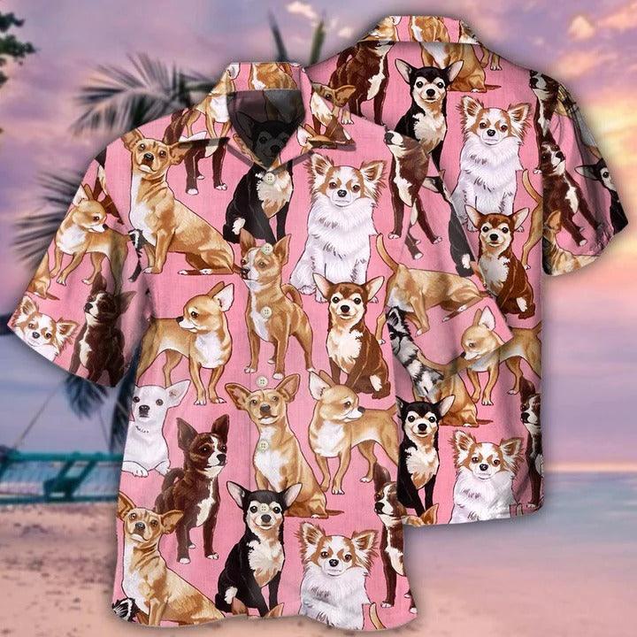 Chihuahua Aloha Hawaii Shirt - Dog Basic Pink Hawaiian Shirt For Summer - Perfect Gift For Dog Lovers, Friend, Family - Amzanimalsgift