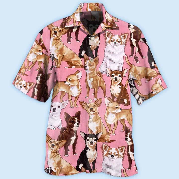 Chihuahua Aloha Hawaii Shirt - Dog Basic Pink Hawaiian Shirt For Summer - Perfect Gift For Dog Lovers, Friend, Family - Amzanimalsgift