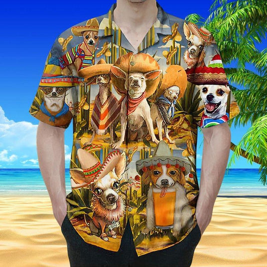 Chihuahua Aloha Hawaiian Shirt - Funny Chihuahua Pattern Hawaiian Shirt, Lovely Chihuahua Hawaii And Hat Hawaiian Shirt For Men & Women, Dog Lover - Amzanimalsgift