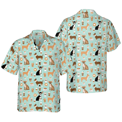 Chihuahua Hawaiian Shirt, Chihuahua And Coffee Aloha Shirt For Men - Perfect Gift For Chihuahua Lovers, Husband, Boyfriend, Friend, Family - Amzanimalsgift