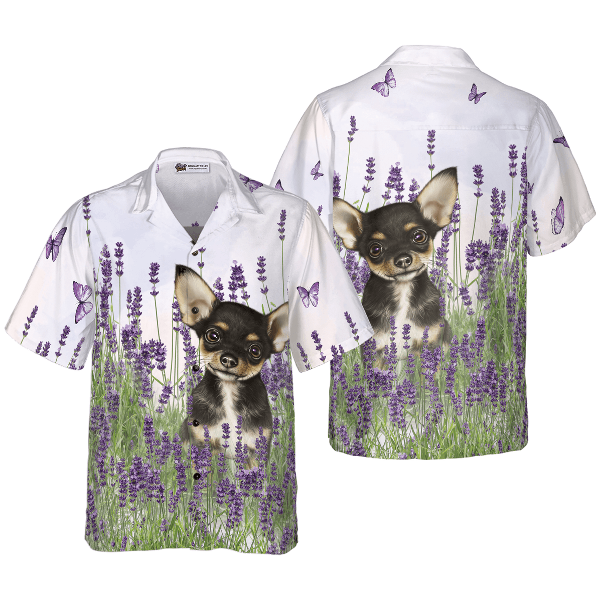 Chihuahua Hawaiian Shirt, Chihuahua Dog, Lavender Aloha Shirt For Men - Perfect Gift For Chihuahua Lover, Husband, Boyfriend, Friend, Family - Amzanimalsgift