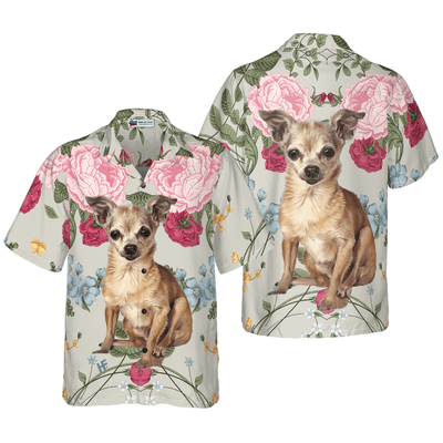 Chihuahua Hawaiian Shirt, Chihuahua Floral, Pink Roses Aloha Shirt For Men And Women - Perfect Gift For Chihuahua Lovers, Friends, Family - Amzanimalsgift