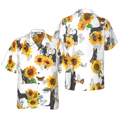 Chihuahua Hawaiian Shirt, Chihuahua Lover, Sunflower Aloha Shirt For Men - Perfect Gift For Chihuahua Lovers, Husband, Boyfriend, Friend, Family - Amzanimalsgift