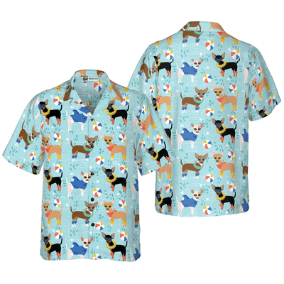 Chihuahua Hawaiian Shirt, Chihuahua Pool Party Aloha Shirt For Men - Perfect Gift For Chihuahua Lovers, Husband, Boyfriend, Friend, Family - Amzanimalsgift