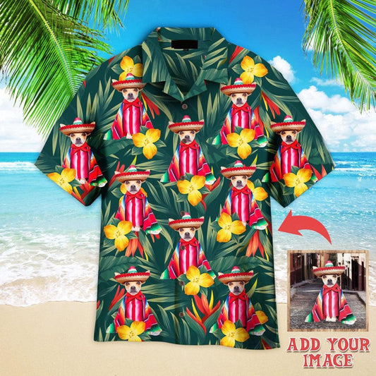 Chihuahua Hawaiian Shirt Custom Photo, Mexican Chihuahua Dog Tropical Leaves And Flowers Personalized Hawaiian Shirt - Gift For Animal Lovers, Friends, Family - Amzanimalsgift