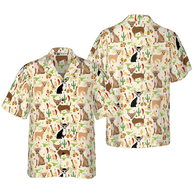 Chihuahua Hawaiian Shirt, Fiesta Chihuahua And Margaritas Celebration Aloha Shirt For Men - Perfect Gift For Chihuahua Lovers, Friend, Family - Amzanimalsgift