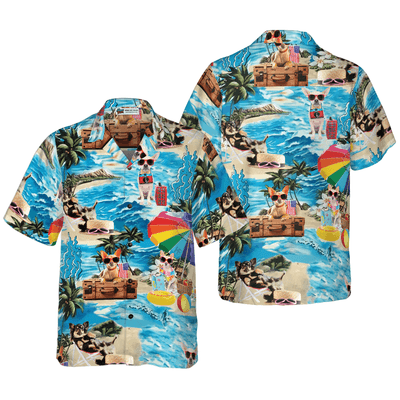 Chihuahua Hawaiian Shirt, Funny Chihuahua, Blue Beach Aloha Shirt For Men - Perfect Gift For Chihuahua Lovers, Husband, Boyfriend, Friend, Family - Amzanimalsgift