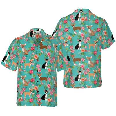 Chihuahua Hawaiian Shirt, Habiscus Floral Chihuahua Dog Aloha Shirt For Men - Perfect Gift For Chihuahua Lovers, Husband, Boyfriend, Friend, Family - Amzanimalsgift