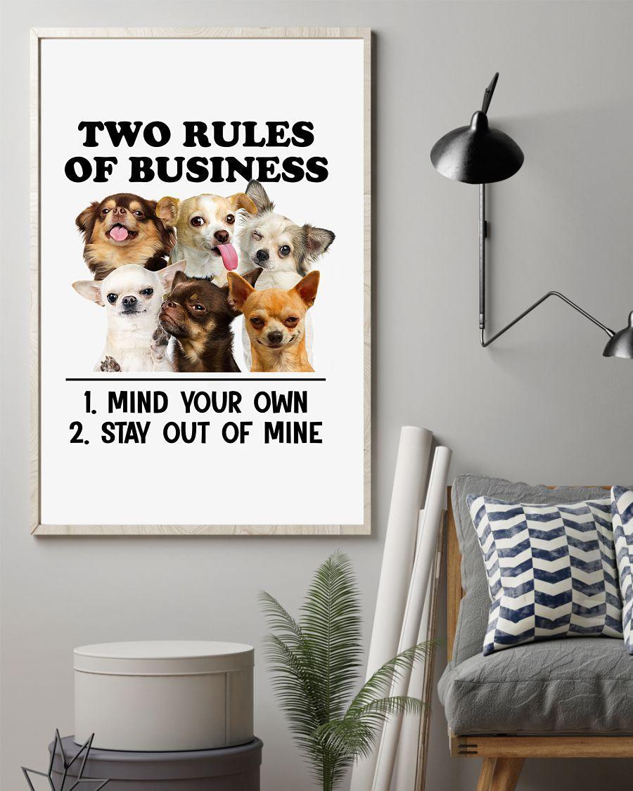 Chihuahua Portrait Canvas - Two Rules Of Business, Mind Your Own, Stay Out Of Mine Canvas - Perfect Gift For Chihuahua Lover, Friend, Family - Amzanimalsgift