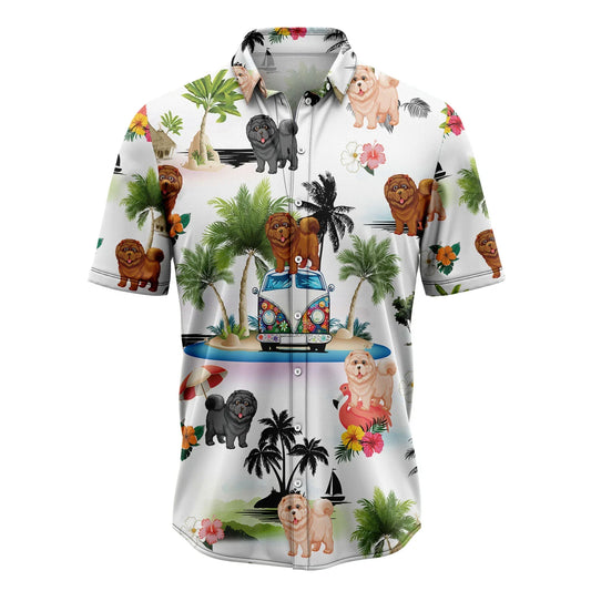 Chow Chow Hawaiian Shirt, Dog Hippie Car Palm Vacation Aloha Shirt For Men Women - Perfect Gift For Dog Lovers, Husband, Boyfriend, Friend, Wife - Amzanimalsgift