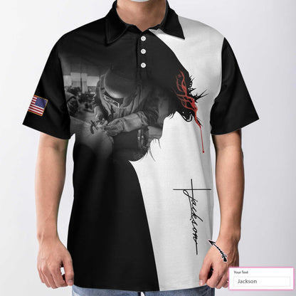 Christ Men Polo Shirt - Boilermaker I Can Do All Things Custom Christ Polo Shirt, Personalized Black And White Boilermaker Shirt For Men - Amzanimalsgift
