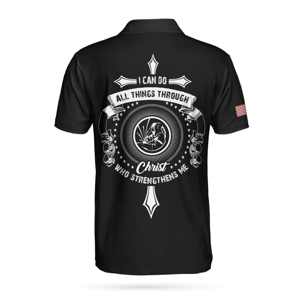 Christ Men Polo Shirt - Boilermaker I Can Do All Things Custom Christ Polo Shirt, Personalized Black And White Boilermaker Shirt For Men - Amzanimalsgift