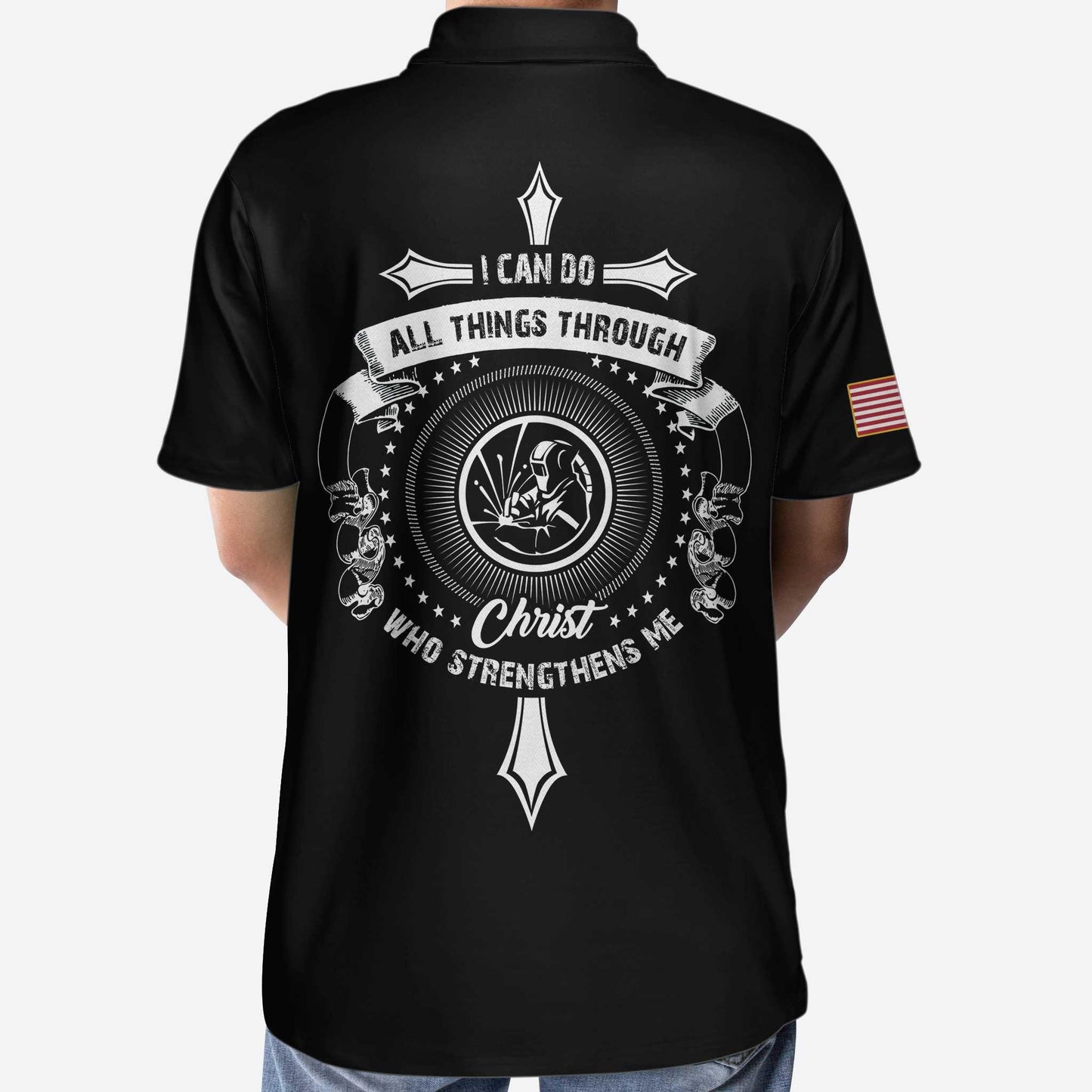 Christ Men Polo Shirt - Boilermaker I Can Do All Things Custom Christ Polo Shirt, Personalized Black And White Boilermaker Shirt For Men - Amzanimalsgift
