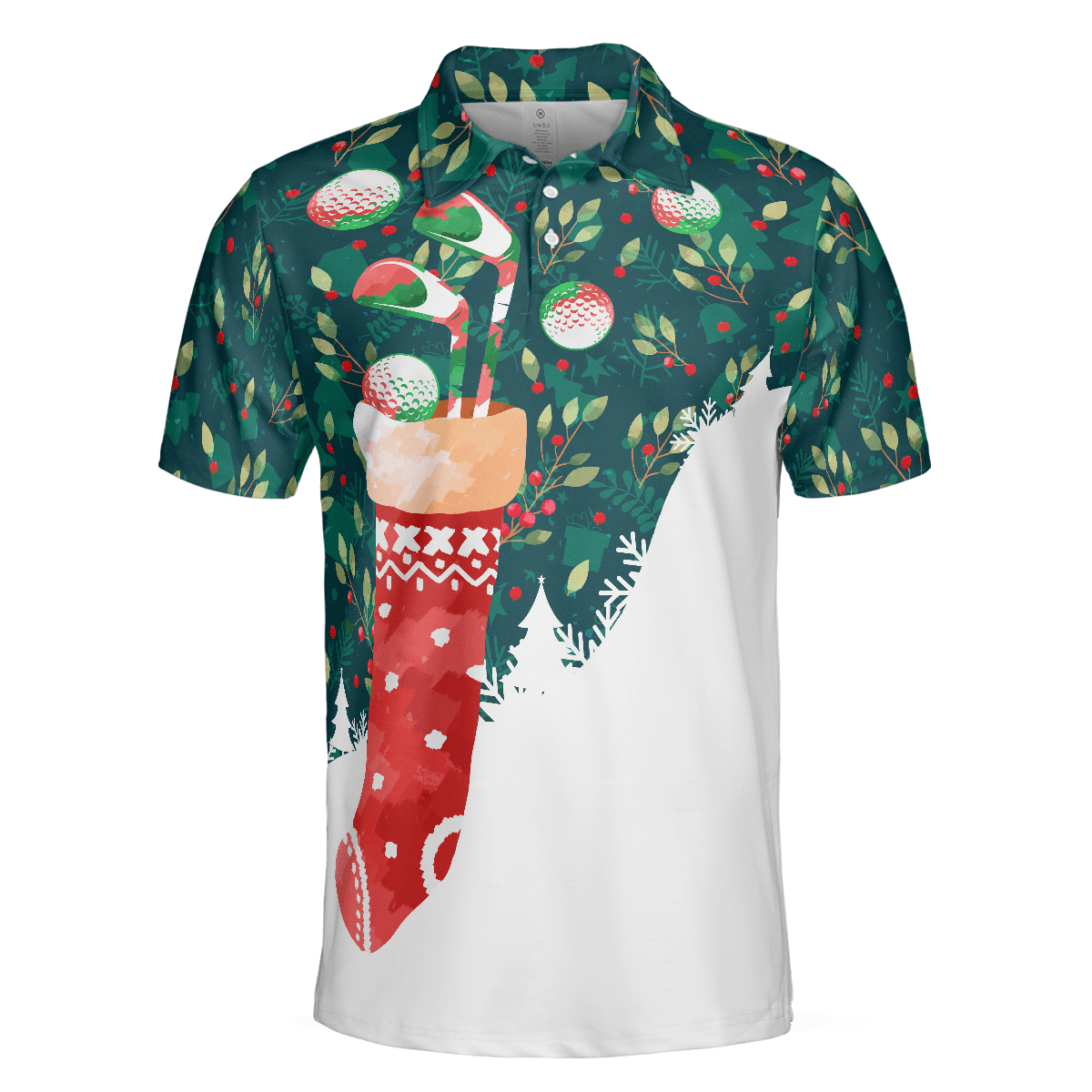 Christmas Golf Polo Shirts For Men, Christmas Socks With Golf Balls Pattern Men Golf Polo Shirt - Best Gift For Men, Golf Lovers - Amzanimalsgift