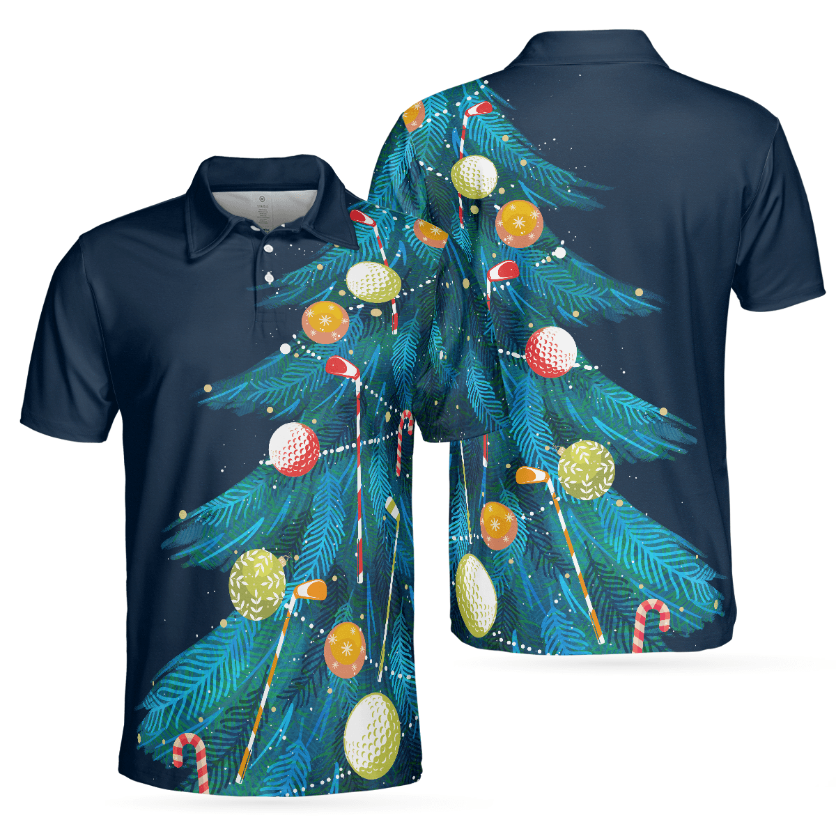 Christmas Golf Polo Shirts- Mens Golf Polo Shirts Short Sleeve- Christmas Tree Pattern Shirt Dry Fit- Christmas Shirt Idea - Gift For Men - Best Gift For Golf Lovers - Amzanimalsgift