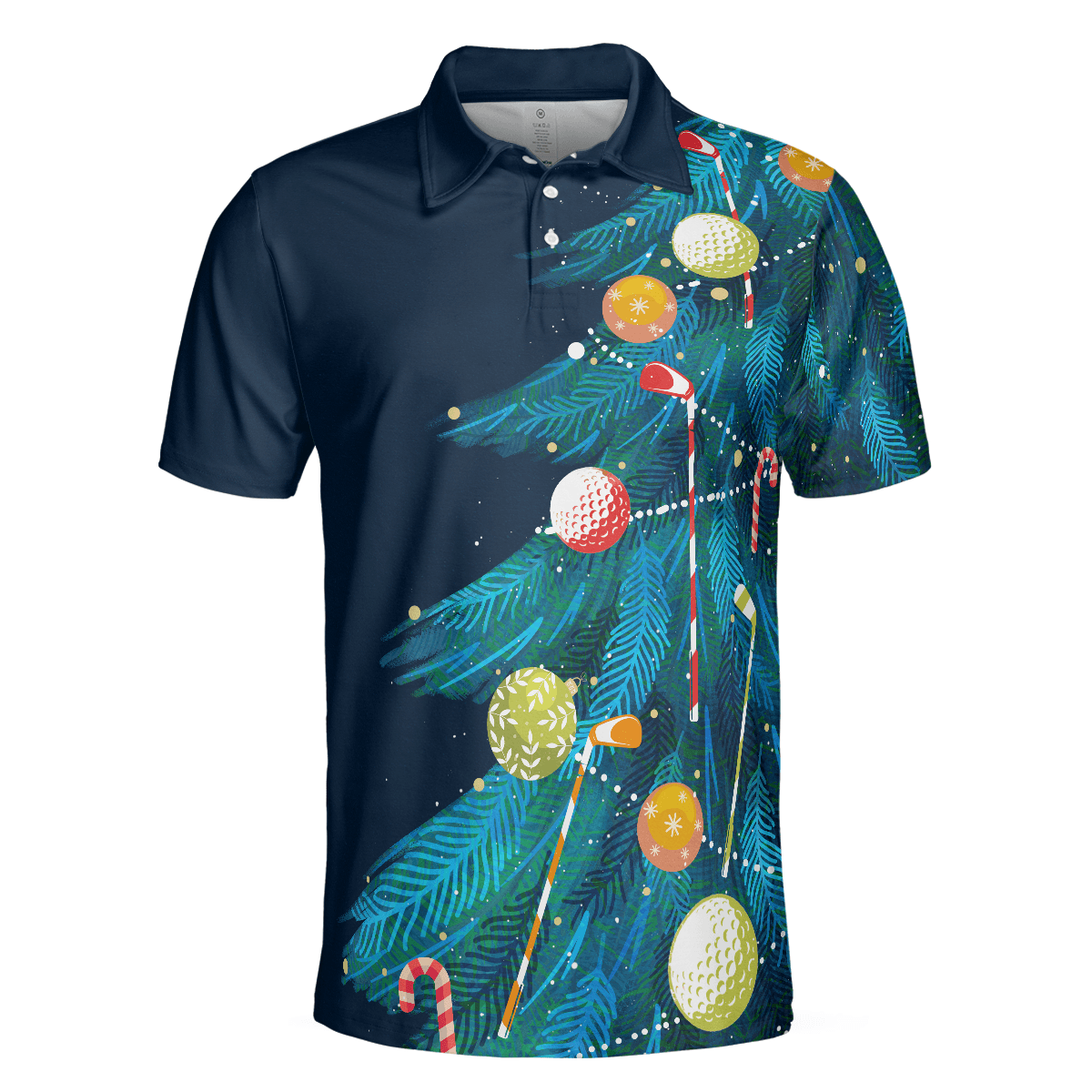 Christmas Golf Polo Shirts- Mens Golf Polo Shirts Short Sleeve- Christmas Tree Pattern Shirt Dry Fit- Christmas Shirt Idea - Gift For Men - Best Gift For Golf Lovers - Amzanimalsgift