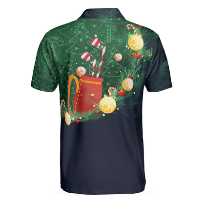Christmas Golf Polo Shirts - Mens Golf Polo Shirts Short Sleeve- Santa Playing Golf Pattern Shirt - Christmas Shirt Idea Gift For Men - Best Gift For Golf Lovers - Amzanimalsgift