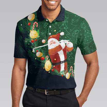 Christmas Golf Polo Shirts - Mens Golf Polo Shirts Short Sleeve- Santa Playing Golf Pattern Shirt - Christmas Shirt Idea Gift For Men - Best Gift For Golf Lovers - Amzanimalsgift