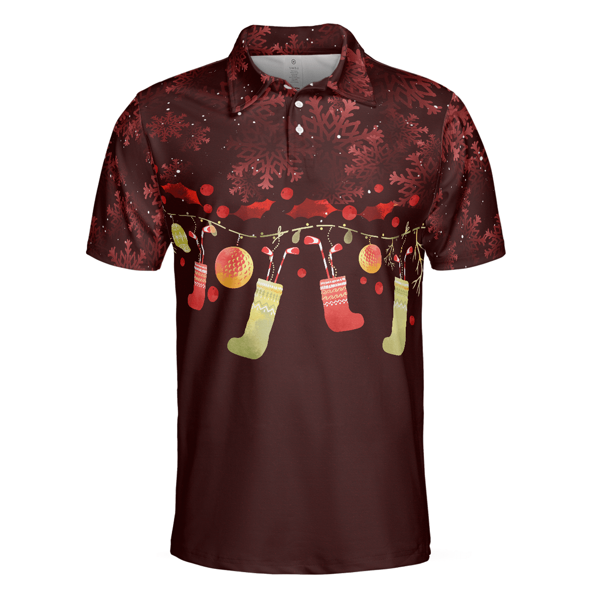 Christmas Golf Polo Shirts - Red Christmas Pattern Shirt Dry Fit Men Golf Polo Shirt - Perfect Christmas Polo Shirt For Men, Golfers - Amzanimalsgift