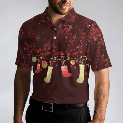 Christmas Golf Polo Shirts - Red Christmas Pattern Shirt Dry Fit Men Golf Polo Shirt - Perfect Christmas Polo Shirt For Men, Golfers - Amzanimalsgift