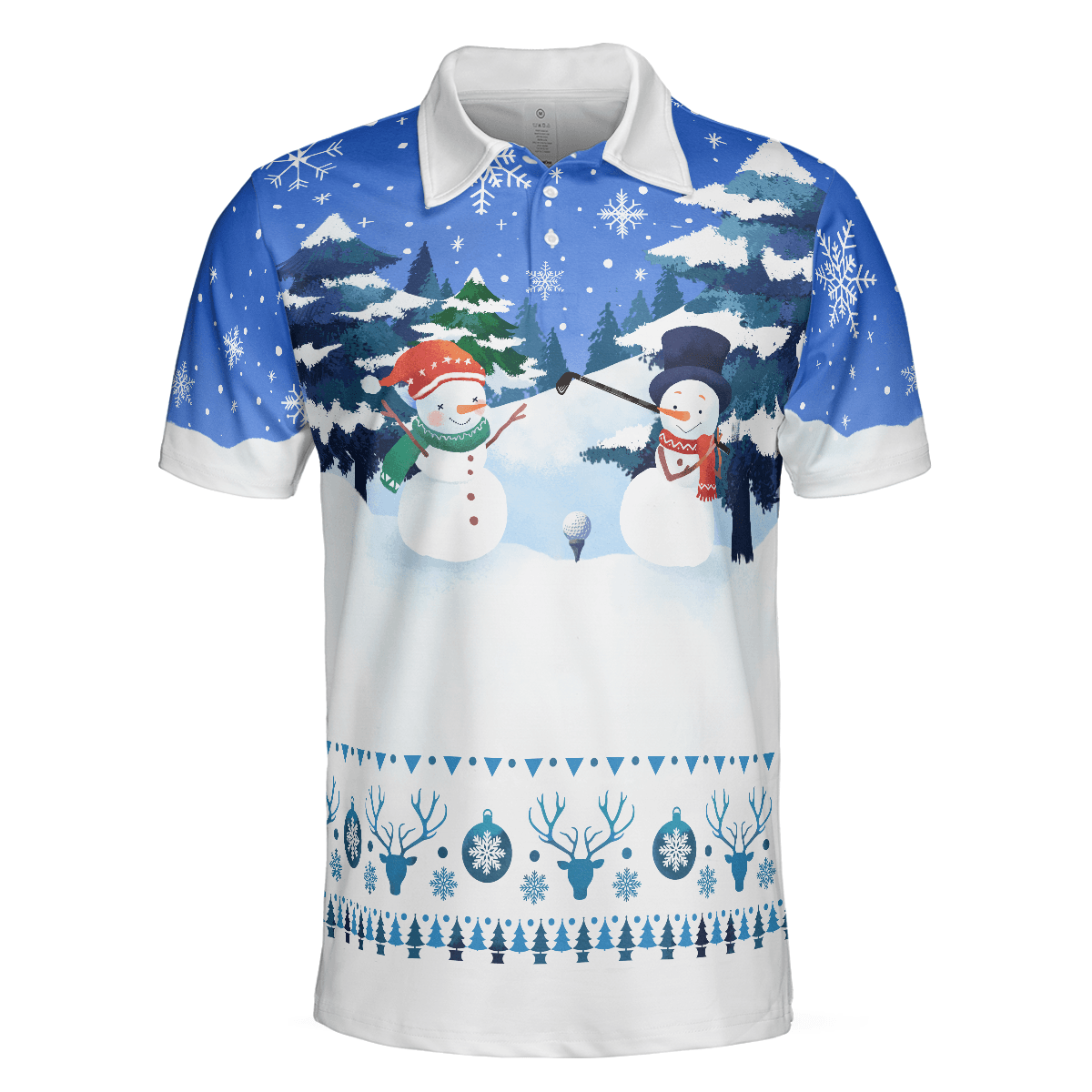 Christmas Golf Polo Shirts - Snowman Mens Golf Polo Shirts - Funny Snowman Pattern Shirt Dry Fit - Best Gift For Golf Lovers - Amzanimalsgift