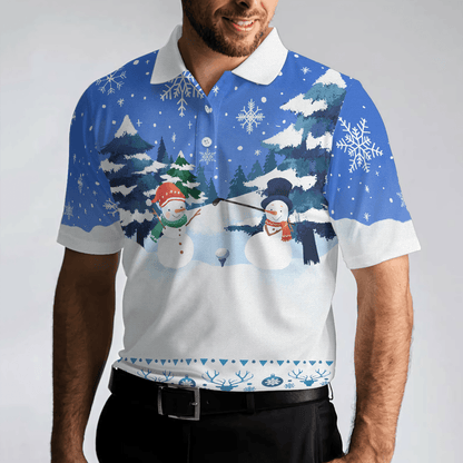 Christmas Golf Polo Shirts - Snowman Mens Golf Polo Shirts - Funny Snowman Pattern Shirt Dry Fit - Best Gift For Golf Lovers - Amzanimalsgift