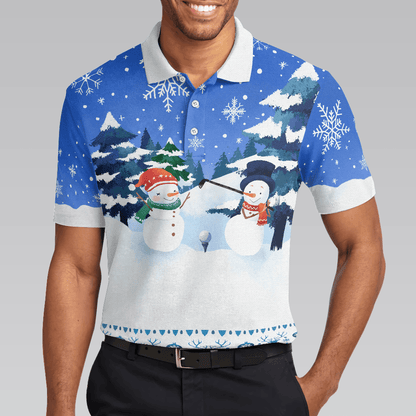 Christmas Golf Polo Shirts - Snowman Mens Golf Polo Shirts - Funny Snowman Pattern Shirt Dry Fit - Best Gift For Golf Lovers - Amzanimalsgift