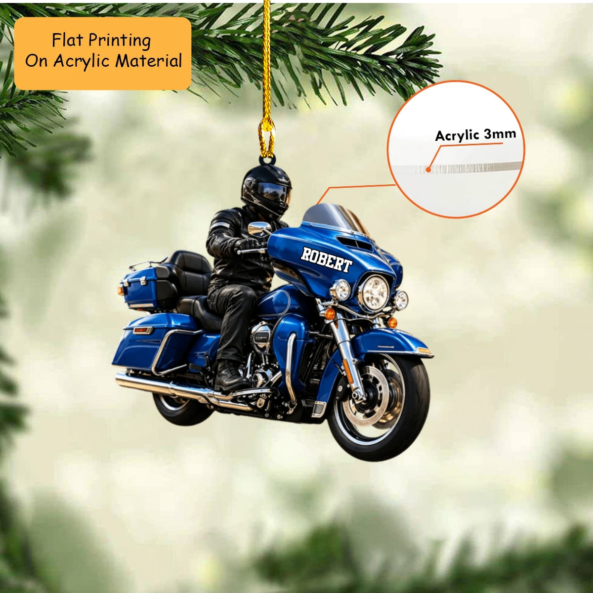 Personalized Motorcycle Christmas Ornament, Touring Bagger Rider Custom Name, Custom Ornament Christmas Gift, Keychain Motorcycle, Car Ornament Motorcycle